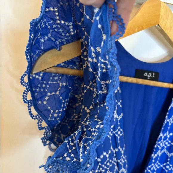 Anthropologie x o.p.t. Blue Eyelet Jardin Eyelet Midi Dress - Picture 6 of 10